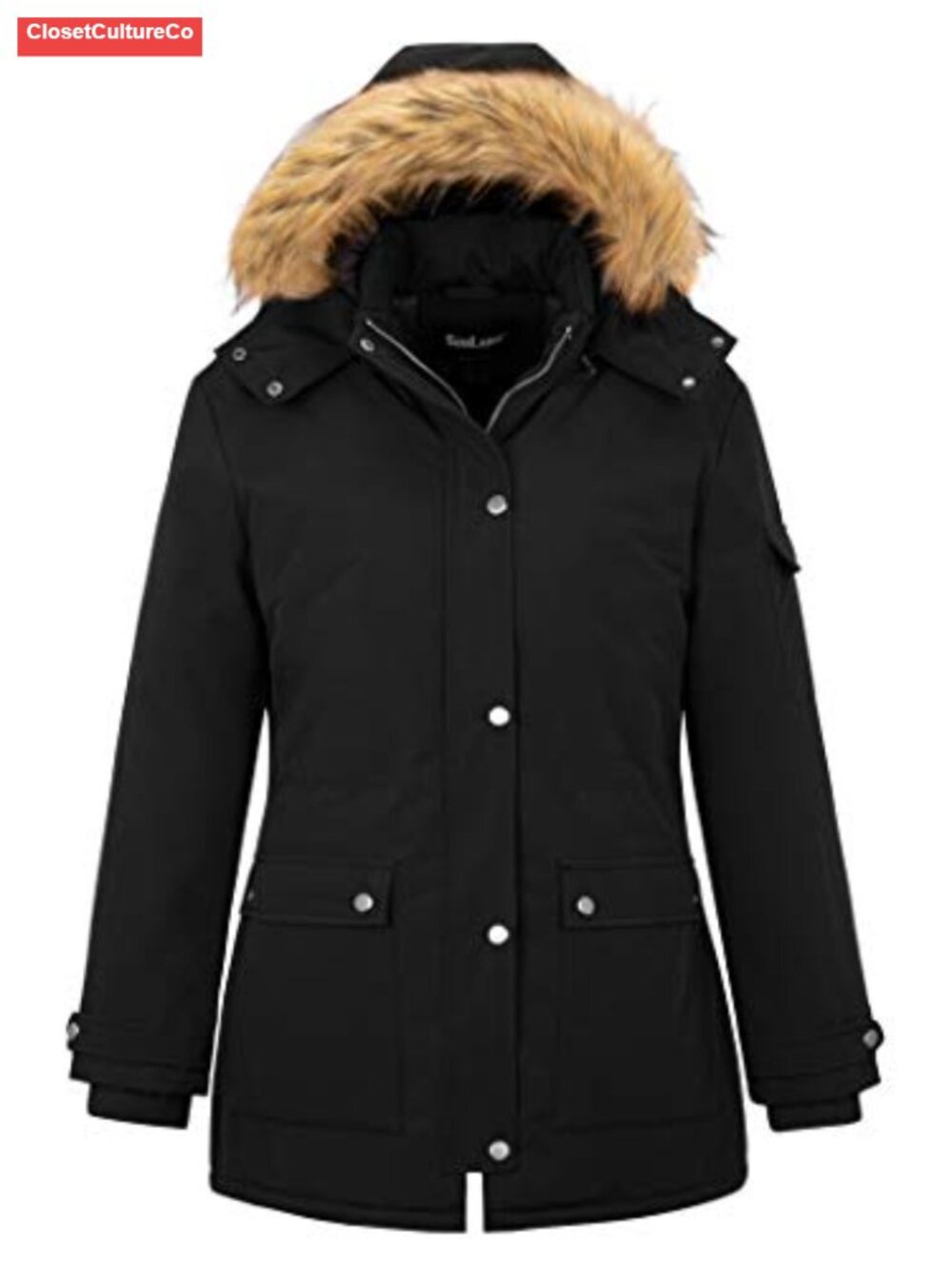Plus Size Waterproof Thicken Puffer Coat Hooded Winter Jacket Faux Fur Hood